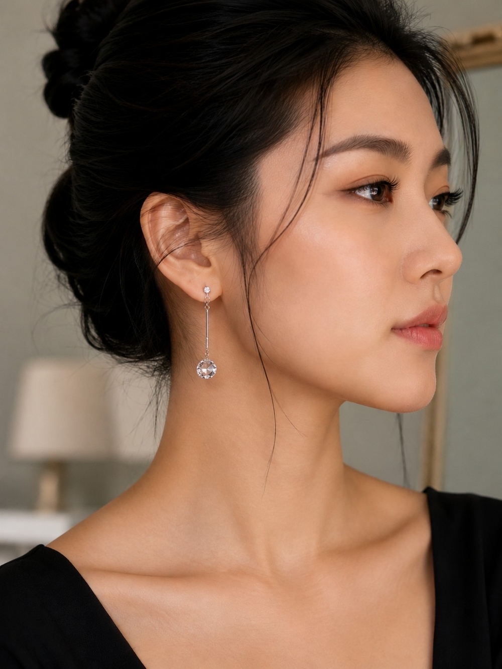 Elegant Silver Drop Crystal Earrings - Women Jewelry
